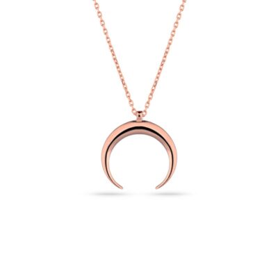 Srebrny naszyjnik z odwróconym księżycem różowe złoto