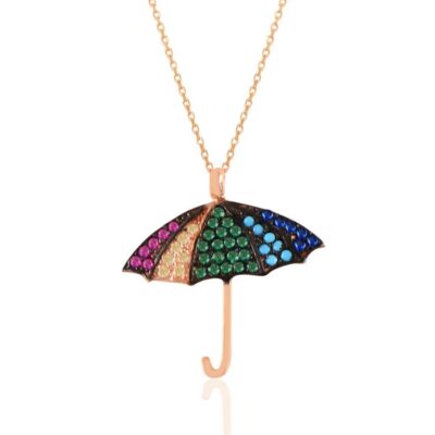 Srebrny naszyjnik z parasolką pokryty różowym złotem