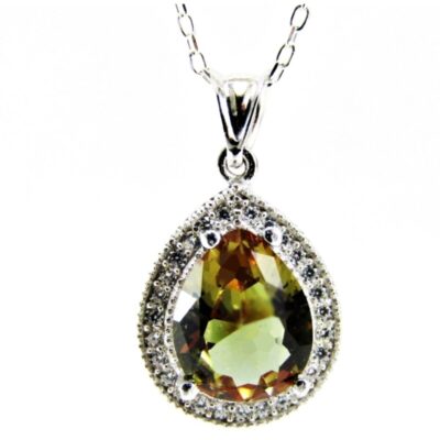 Srebrny naszyjnik z zultanitem kropla wody