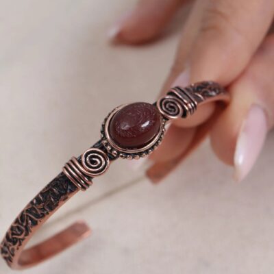 Bransoletka z czystej miedzi z karneolem