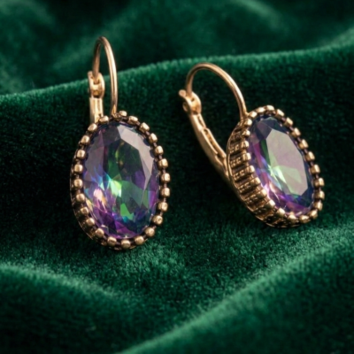 Kolczyki z mosiądzu z mistycznym topazem