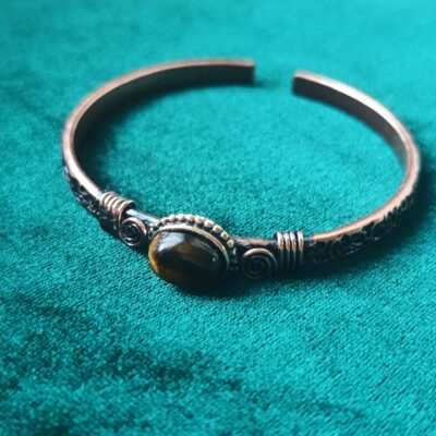 Bransoletka z czystej miedzi z tygrysim okiem