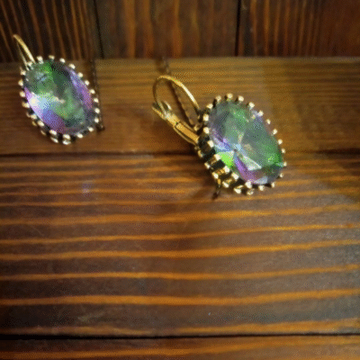 Kolczyki z mosiądzu z mistycznym topazem