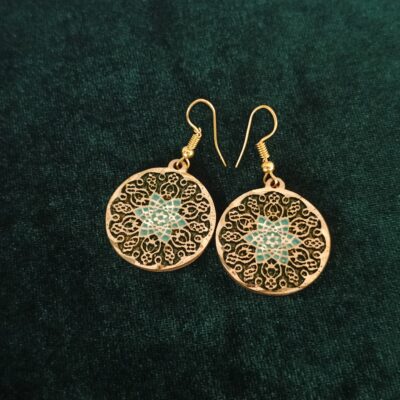 Kolczyki z mosiądzu o perskim wzorze kolor zielono-czarny