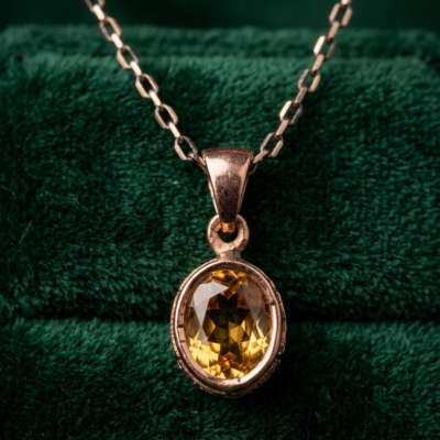 Naszyjnik z mosiądzu z cytrynem